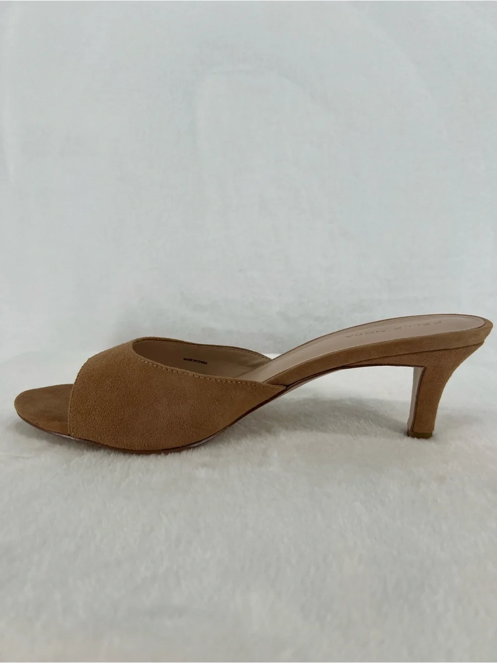 Pelle Moda Unia Suede Kitten Heel Sandal Comfy Mule Neutral Minimalist 9.5